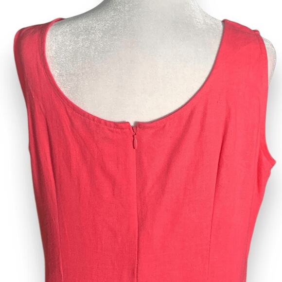 Vintage 90s Coral Linen Blend Maxi Kokopelli Embroidered Pattern Sundress 10 - Picture 6 of 9